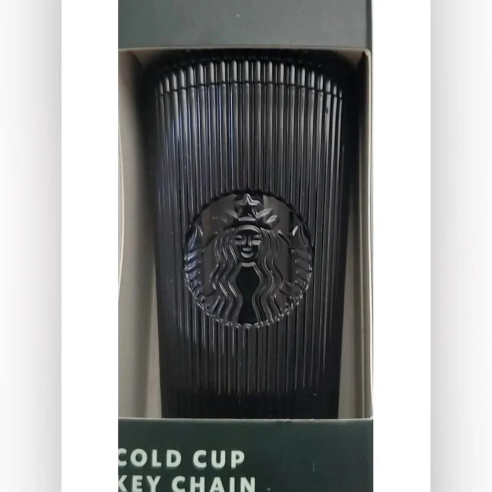* NIB Starbucks Jet Black Pleated Metallic Core 2024 Key Chain Tumbler Cold Cup